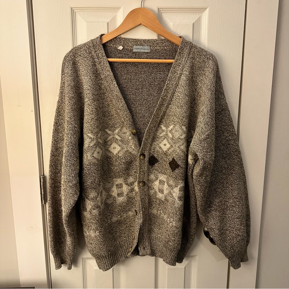 Netchaco men’s tan and cream cardigan sweater